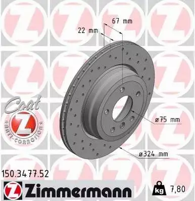 ZIMMERMANN TARCZA HAMULCOWA 150.3477.52 