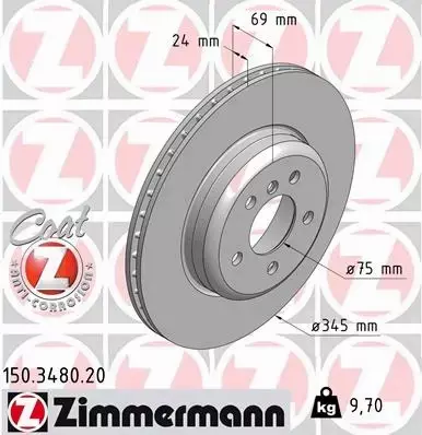 ZIMMERMANN TARCZE+KLOCKI TYŁ BMW 5 F10 F11 345MM 