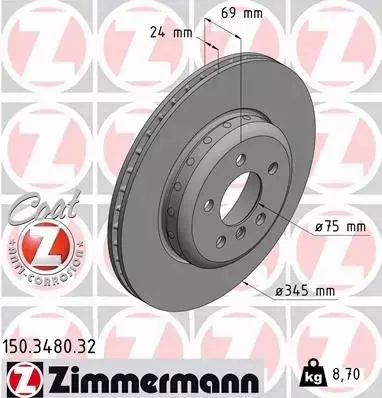 ZIMMERMANN TARCZE HAMULCOWE TYŁ 150.3480.32 