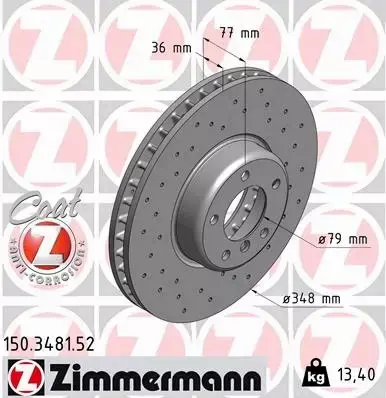 ZIMMERMANN SPORT TARCZE+KLOCKI P BMW 5 E60 348MM 