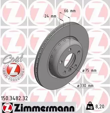 ZIMMERMANN TARCZE HAMULCOWE PRZÓD 150.3482.32 