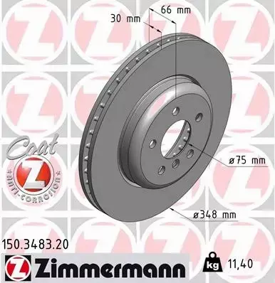 ZIMMERMANN TARCZE+KLOCKI PRZÓD BMW 5 F10 F11 348MM 