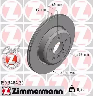 ZIMMERMANN TARCZE TYŁ BMW 5 F10 F11 330MM 