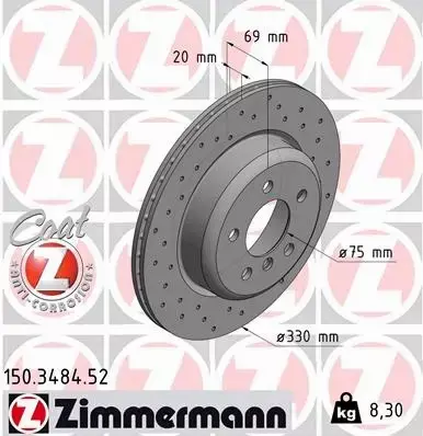 ZIMMERMANN TARCZE HAMULCOWE SPORT TYŁ 150.3484.52 