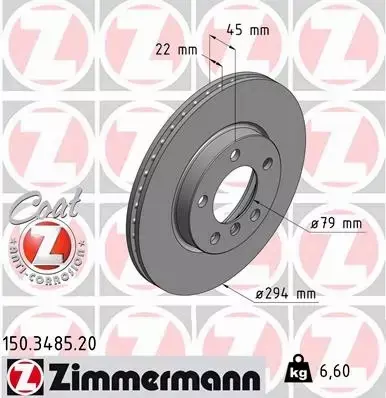 ZIMMERMANN TARCZE HAMULCOWE PRZÓD 150.3485.20 