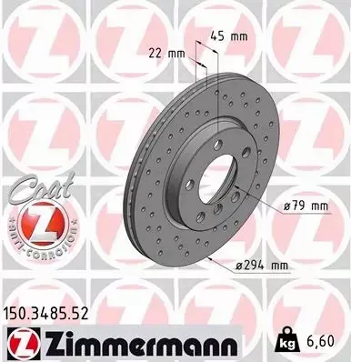 ZIMMERMANN TARCZA HAMULCOWA 150.3485.52 