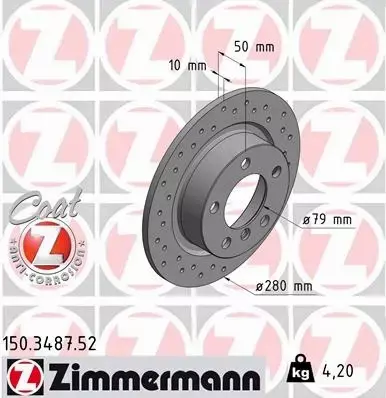 ZIMMERMANN TARCZE HAMULCOWE SPORT TYŁ 150.3487.52 