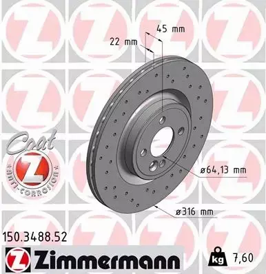 ZIMMERMANN TARCZE HAMULCOWE SPORT PRZÓD 150.3488.52 