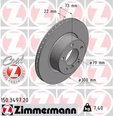 ZIMMERMANN TARCZE HAMULCOWE PRZÓD 150.3497.20 