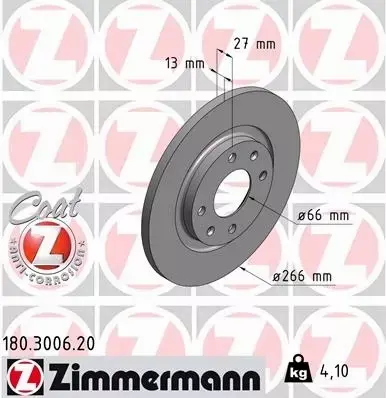 ZIMMERMANN TARCZE HAMULCOWE PRZÓD 180.3006.20 