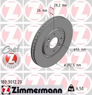 ZIMMERMANN TARCZE HAMULCOWE PRZÓD 180.3012.20 