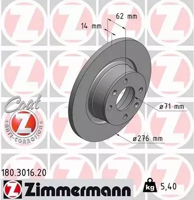 ZIMMERMANN TARCZE HAMULCOWE TYŁ 180.3016.20 