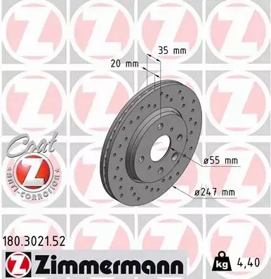 ZIMMERMANN TARCZA HAMULCOWA 180.3021.52 