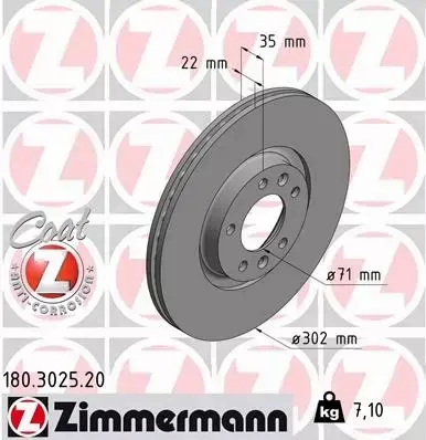 ZIMMERMANN TARCZA HAMULCOWA 180.3025.20 