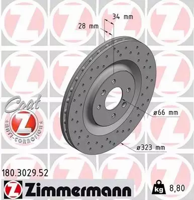 ZIMMERMANN TARCZE HAMULCOWE SPORT PRZÓD 180.3029.52 