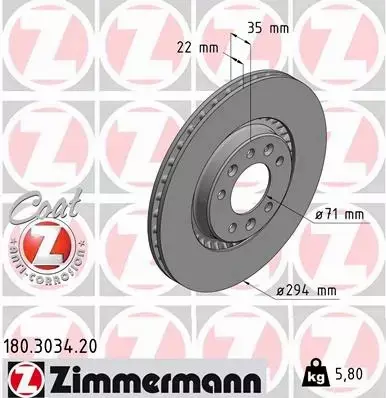 ZIMMERMANN TARCZE HAMULCOWE TYŁ 180.3034.20 