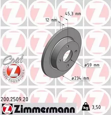 ZIMMERMANN TARCZA HAMULCOWA 200.2509.20 