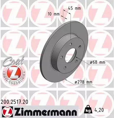 ZIMMERMANN TARCZE+KLOCKI TYŁ NISSAN PRIMERA P12 