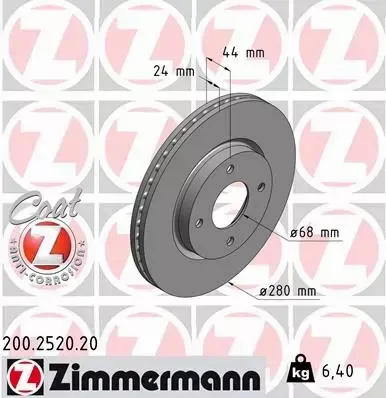 ZIMMERMANN TARCZE PRZÓD NISSAN CUBE Z12 280MM 