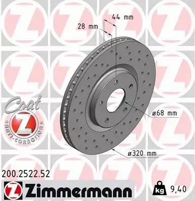 ZIMMERMANN TARCZE+KLOCKI P RENAULT KOLEOS 320MM 