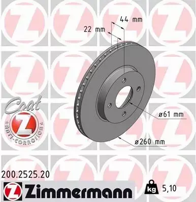 ZIMMERMANN TARCZE+KLOCKI PRZÓD NISSAN NOTE E12 