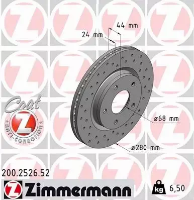 ZIMMERMANN TARCZE HAMULCOWE SPORT PRZÓD 200.2526.52 