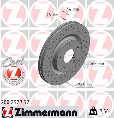 ZIMMERMANN TARCZE HAMULCOWE SPORT PRZÓD 200.2527.52 