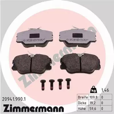 ZIMMERMANN KLOCKI HAMULCOWE PRZÓD 20941.990.1 