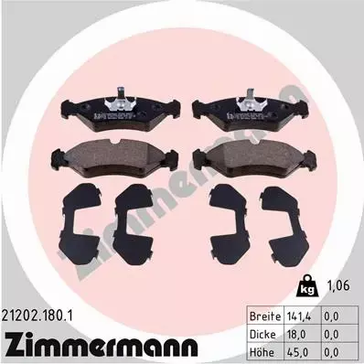 ZIMMERMANN KLOCKI HAMULCOWE PRZÓD 21202.180.1 