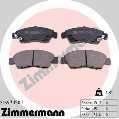 ZIMMERMANN TARCZE+KLOCKI PRZÓD HONDA CIVIC VI 262MM 