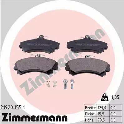 ZIMMERMANN KLOCKI HAMULCOWE PRZÓD 21920.155.1 