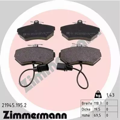 ZIMMERMANN KLOCKI PRZÓD AUDI A4 B5 B6 B7  