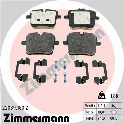 ZIMMERMANN KLOCKI HAMULCOWE 22039.180.2 