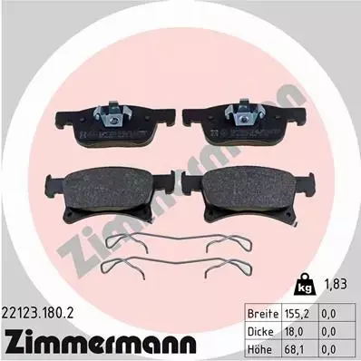 ZIMMERMANN KLOCKI HAMULCOWE PRZÓD 22123.180.2 