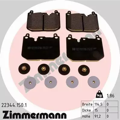 ZIMMERMANN KLOCKI HAMULCOWE PRZÓD 22344.150.1 