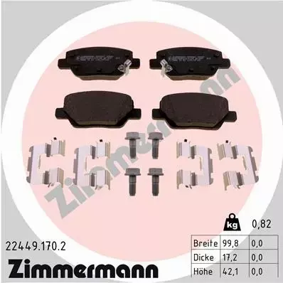 ZIMMERMANN TARCZE+KLOCKI TYŁ FIAT TIPO 251MM 