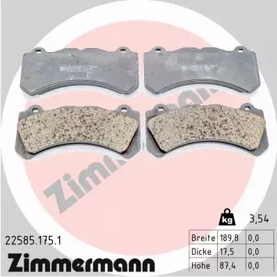 ZIMMERMANN KLOCKI HAMULCOWE 22585.175.1 