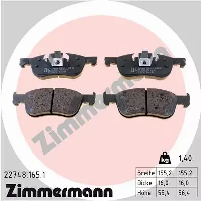 ZIMMERMANN KLOCKI HAMULCOWE 22748.165.1 