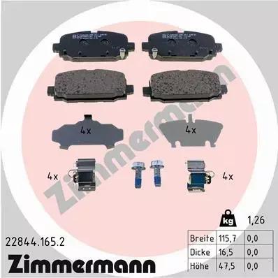 ZIMMERMANN KLOCKI HAMULCOWE 22844.165.2 