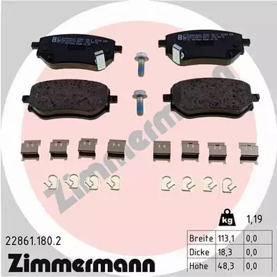 ZIMMERMANN KLOCKI HAMULCOWE 22861.180.2 