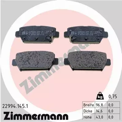 ZIMMERMANN KLOCKI HAMULCOWE 22994.145.1 