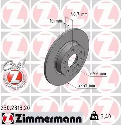 ZIMMERMANN TARCZE+KLOCKI TYŁ FIAT TIPO 251MM 