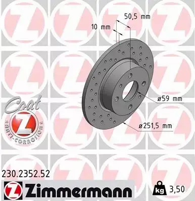 ZIMMERMANN TARCZE HAMULCOWE SPORT TYŁ 230.2352.52 