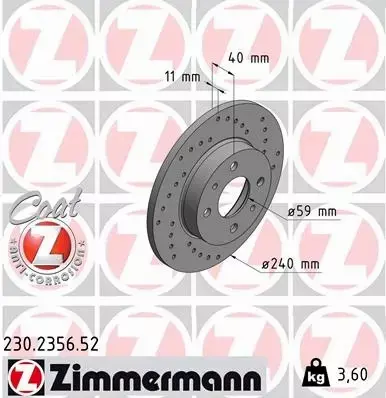 ZIMMERMANN TARCZE+KLOCKI PRZÓD FIAT PUNTO I 