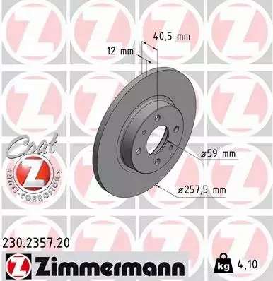 ZIMMERMANN TARCZE HAMULCOWE PRZÓD 230.2357.20 