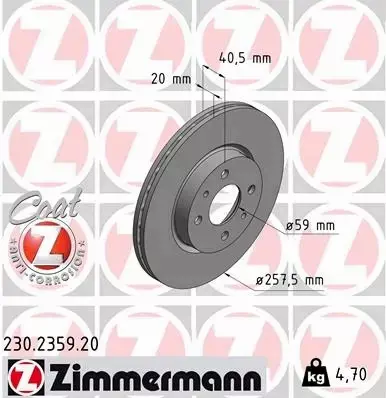 ZIMMERMANN TARCZE HAMULCOWE PRZÓD 230.2359.20 