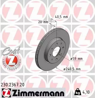 ZIMMERMANN TARCZE HAMULCOWE PRZÓD 230.2367.20 