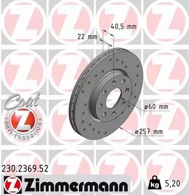 ZIMMERMANN TARCZE HAMULCOWE SPORT PRZÓD 230.2369.52 