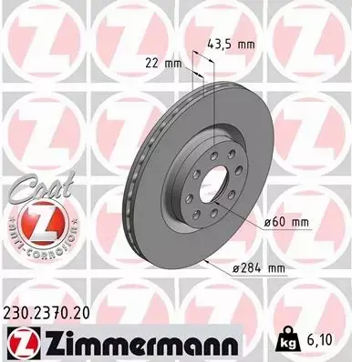 ZIMMERMANN TARCZE+KLOCKI PRZÓD OPEL ADAM 284MM 