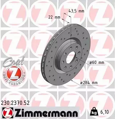 ZIMMERMANN TARCZE+KLOCKI PRZÓD OPEL ADAM 284MM 